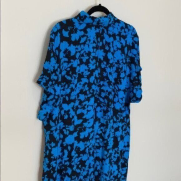 Addition Elle Women Blue/Black Maxi floral Printed Shirt Dress Plus Size 16 NWT - Picture 7 of 12